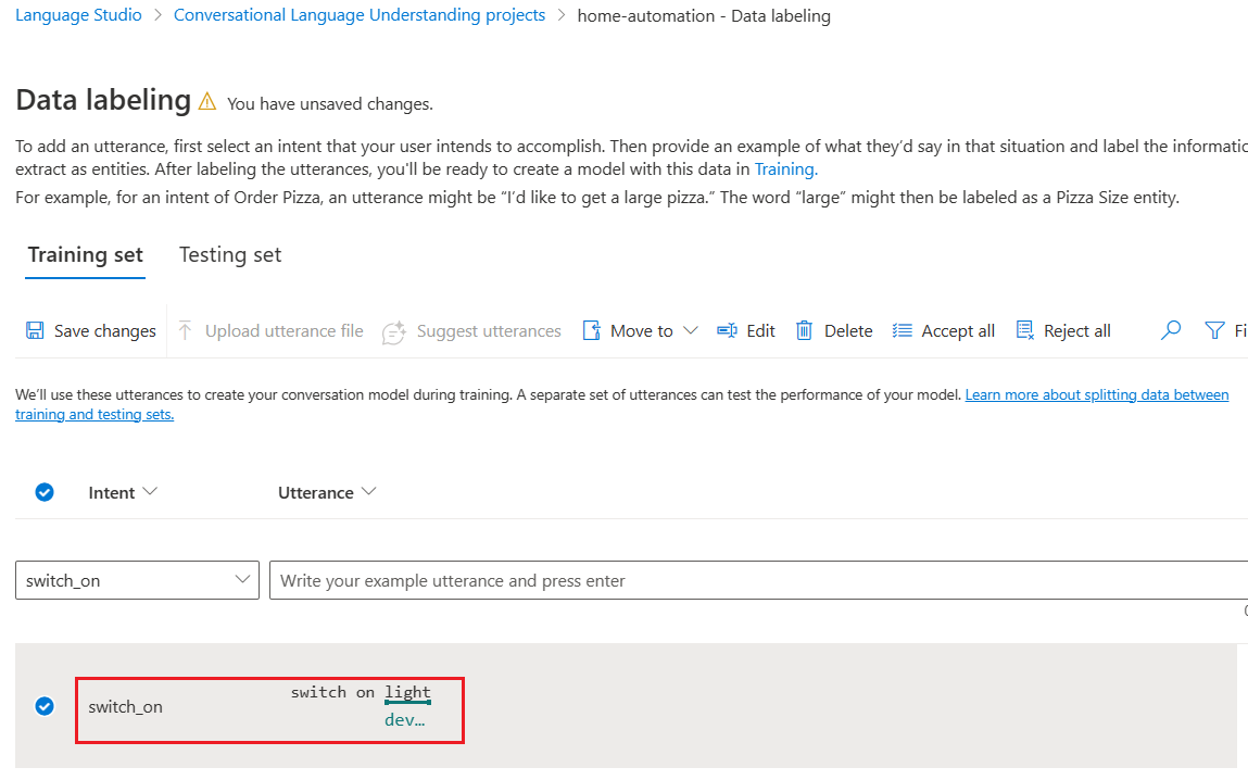 Switch on Training set in Data labeling